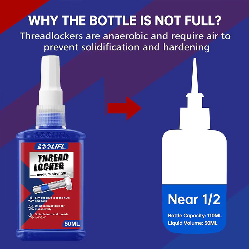 LOOLIFL Schraubensicherungsmittel Anaerober Klebstoff Blau 10-50ml zur Befestigung und Abdichtung von Muttern und Schrauben - Bild 3
