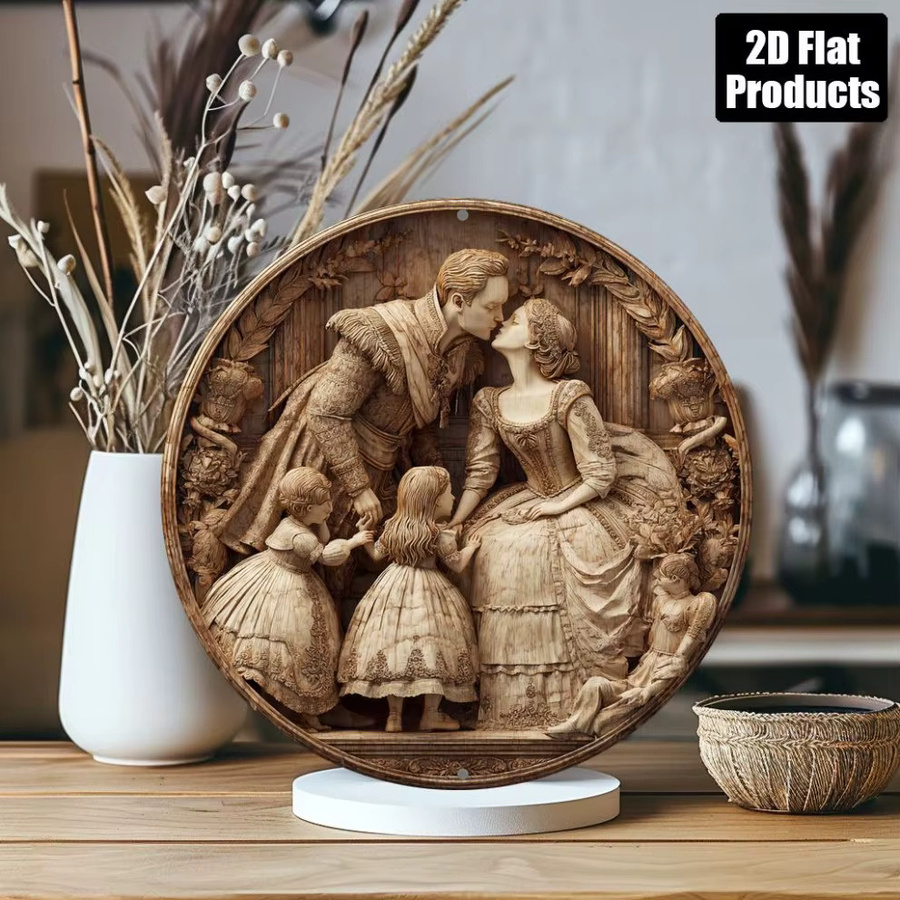 Rundes Metallschild Royal Family von CIFBUY in Braun, Wanddekoration, Durchmesser: 20,3 cm - Bild 4