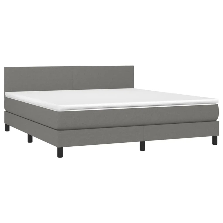 vidaXL Boxspringbett mit Matratze und LED-Unterbettbeleuchtung in Dunkelgrau, Hybridbett mit USB-Anschluss und Taschenfederkern, B/T/H: 160 x 200 x 78 cm - Bild 2