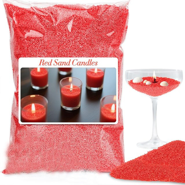 Sandperlenkerzen-Set zum Selbermachen mit 10 Dochten, Farben: Grün, Weiß, Rot, 100 g - Bild 1
