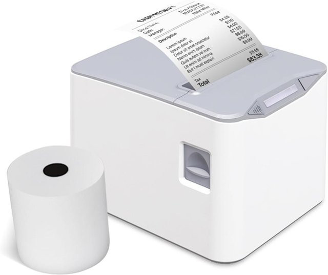 Bisofice Thermo-Belegdrucker für Desktop-Thermodirektdruck mit USB- und LAN-Verbindung in Weiß - Bild 1