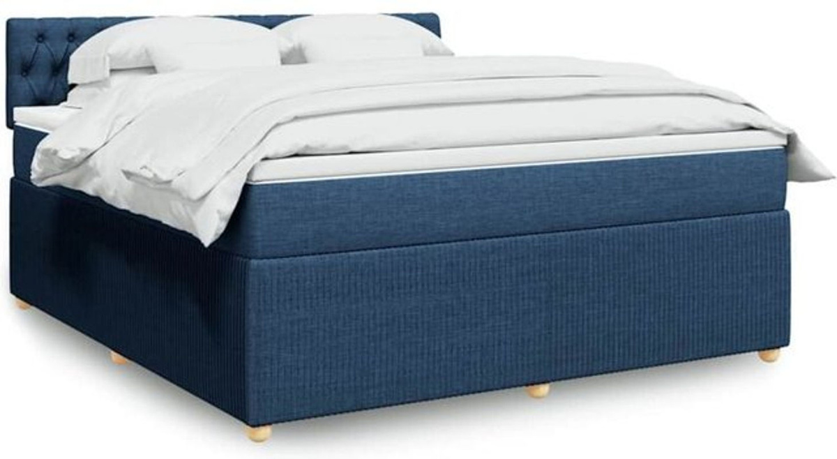 Vidaxl Boxspringbett mit Matratze in Blau und Weiß aus Stoff, B/T/H: 180 x 200 x 100,5 cm - Bild 1