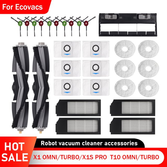 Ecovacs Deebot Ersatzteil-Set mit Mopp, Staubbeutel, Filter, Hauptseitenbürste und Bürstenabdeckung für T10 TURBO, OMNI, X1 TURBO, OMNI und X1S PRO - Bild 1