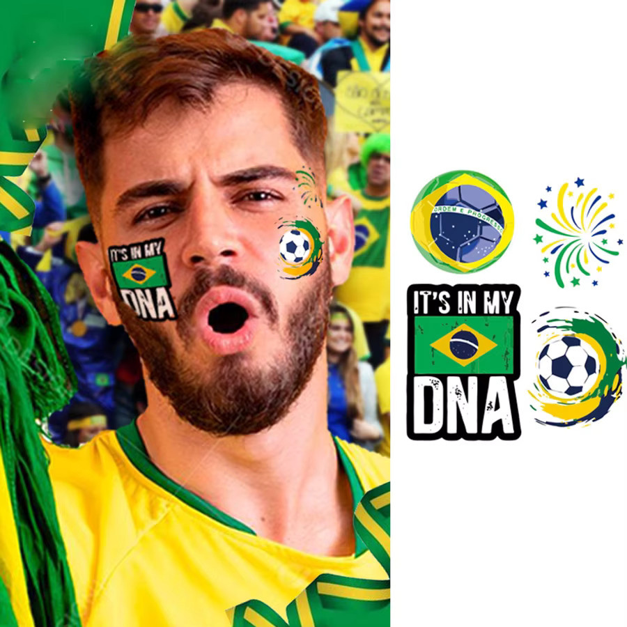 JKCODE TATTOO Temporäre Tattoos, Brasilianische Flagge, Unisex - Bild 2