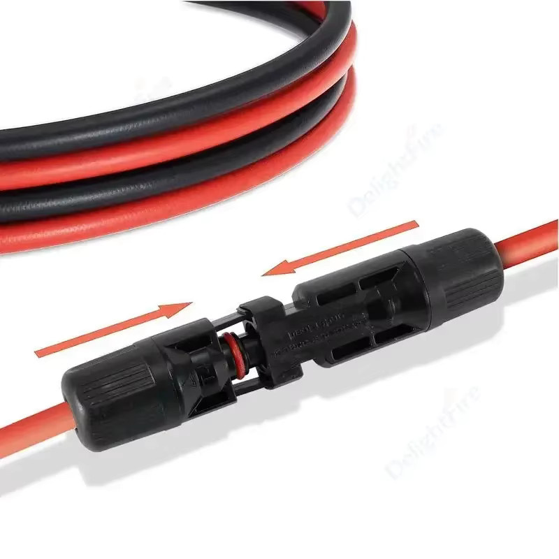 DelightFire Photovoltaik-Solarpanel-Verlängerungskabel mit Steckverbindern in Rot und Schwarz - Bild 4