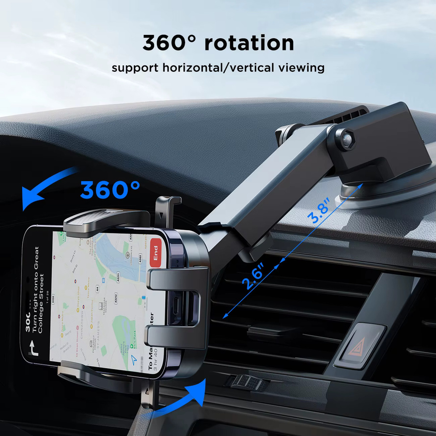 Joyroom Universal-Autohalterung für dein Smartphone mit Saugnapfbasis für Armaturenbrett, Schwarz - Bild 3