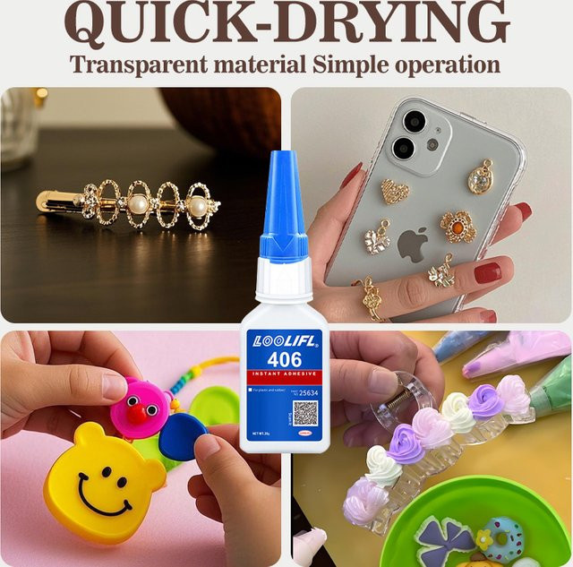 LOOLIFL 406 Superkleber Cyanacrylat für Kunststoff, transparent, schnell trocknend und geruchlos - Bild 1