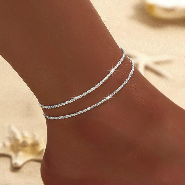 Wish Today Fußkettchen, Silber, Kristall, beige, Damen - Bild 1
