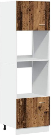 vidaXL Mikrowellenschrank Lyon in Altholz-Optik, Küchenschrank aus Holzwerkstoff, B/T/H: 60 x 57 x 207 cm