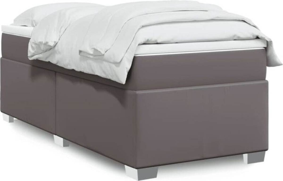 vidaxl Boxspringbett mit Matratze in Grau aus Kunstleder B/T/H: 90 x 190 cm - Bild 1