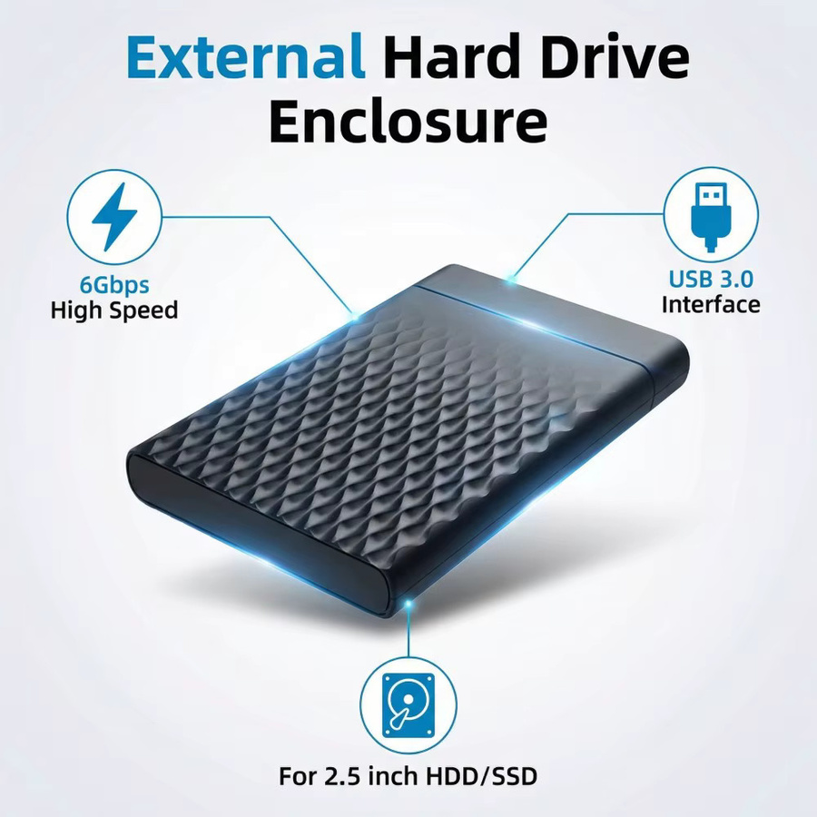 TISHRIC Externes 2,5-Zoll SSD HDD Gehäuse SATA zu USB 3.0 mit 6 Gbit/s Geschwindigkeit, Schwarz - Bild 3