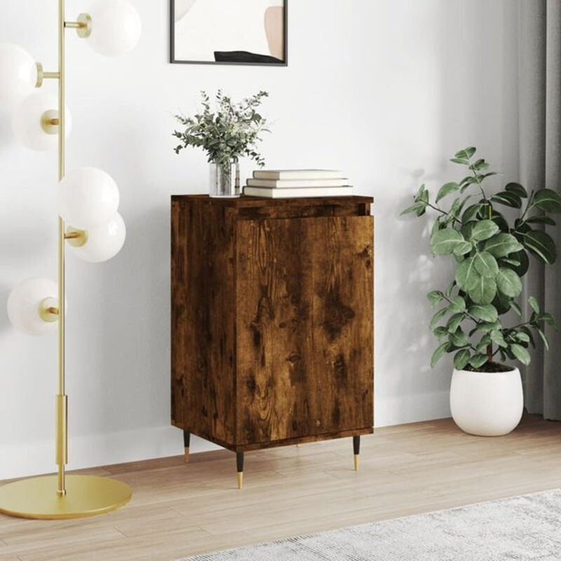 Vidaxl Sideboard aus Holzwerkstoff und Metall in Räuchereiche, Braun/Grau, B/T/H: 40 x 35 x 70 cm - Bild 1