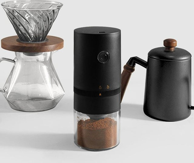 USB-wiederaufladbare Grat-Kaffeemühle in Schwarz mit einstellbaren Mahlgraden - Bild 1