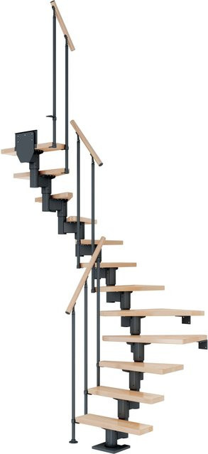 Dolle Mittelholmtreppe Dublin aus Buche in Anthrazit mit 11 Stufen für eine Raumhöhe bis 270 cm, Breite: 65 cm - Bild 1