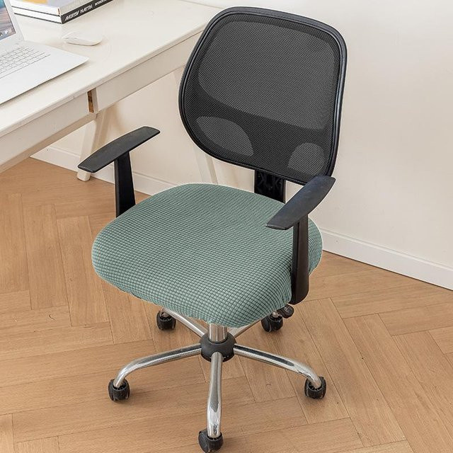 Universal Büro Sitzbezug von Yiran Furniture in Grün, verdickter Jersey-Stuhlbezug für Esszimmerstühle und Drehstühle, rutschfest und waschbar - Bild 1