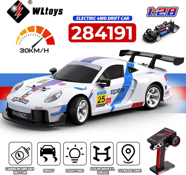 WLtoys RC Drifting Car, 1:28, 4WD, Hochgeschwindigkeits-Funksteuerungsmodell - Bild 1
