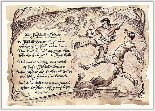 Tantum Graphic Sportbild Fußball als Vintage Poster auf Antikpapier in Braun, A4 - Bild 1