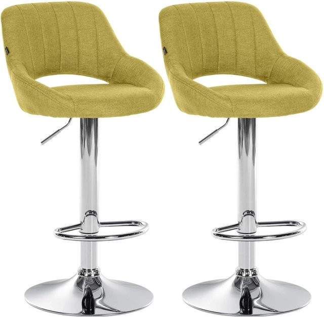 2er Set Barhocker DELUKE SEGAD aus Stoff in Grün mit silbernen Metallfüßen, B/T/H: 47 x 48 x 85 cm - Bild 1