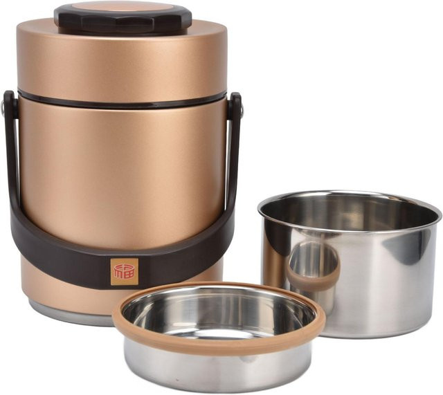 KaiSai Vakuum Bento Lunchbox aus 304 Edelstahl, 3 Schichten, isoliert und auslaufsicher, gold - Bild 1