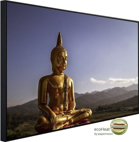 papermoon EcoHeat Infrarotheizung Goldene Buddha mit Matt-Effekt in Bunt, App-Steuerung und Überhitzungsschutz - Bild 1
