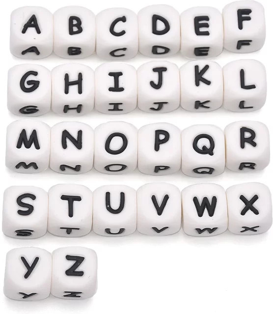 Silikon-Buchstabenperlen, 12 mm, quadratisch, Unisex - Bild 1