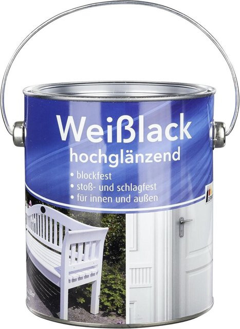 POCOline Weißlack hochglänzend in Weiß, wetterfest und kratzfest für Holz, 2 l - Bild 1