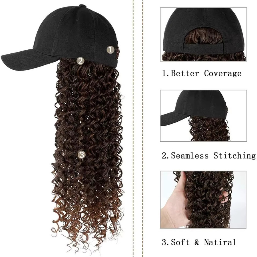 Benehair Synthetische Baseballkappen-Perücke, 25 Zoll, Damen - Bild 5