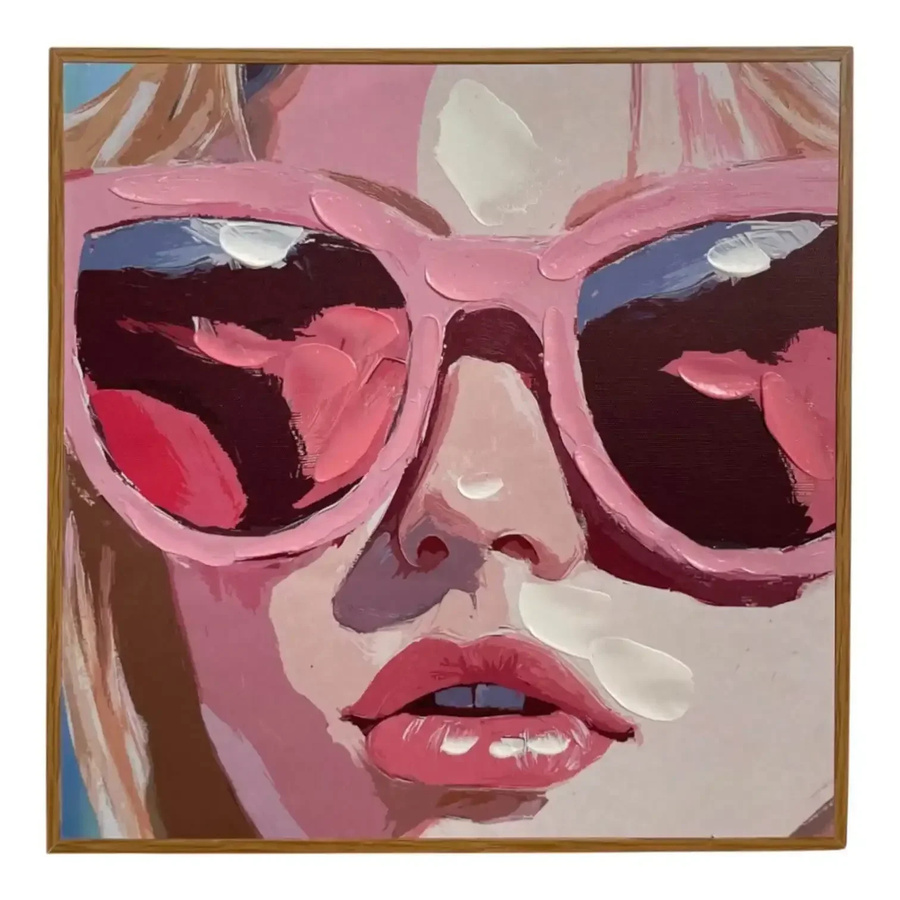 Mansion atmosphere Pop-Art Holzbild Pink Sunglasses Wandbild aus Holz, Breite: 30 cm, Höhe: 30 cm - Bild 1