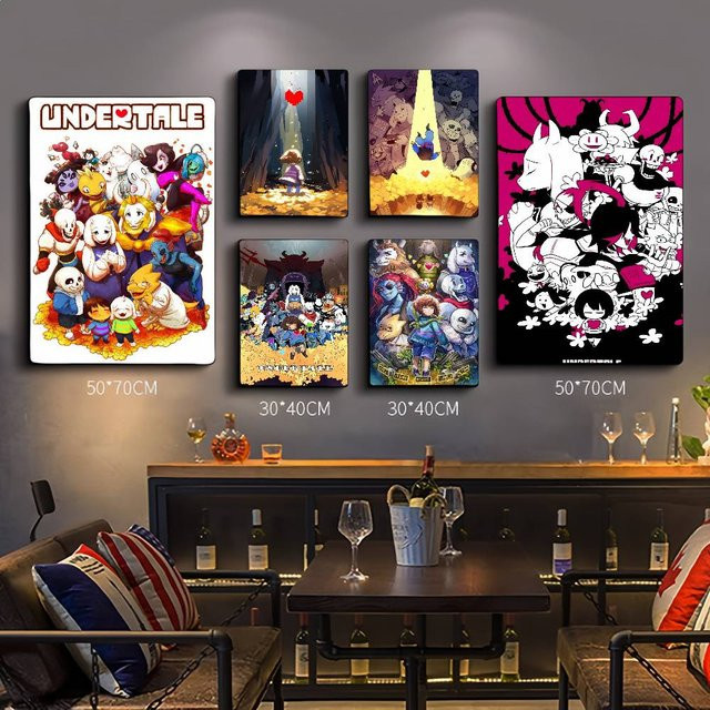 Undertale Anime Wandaufkleber aus wasserfestem Papier, Mehrfarbig, Rechteckig - Bild 1
