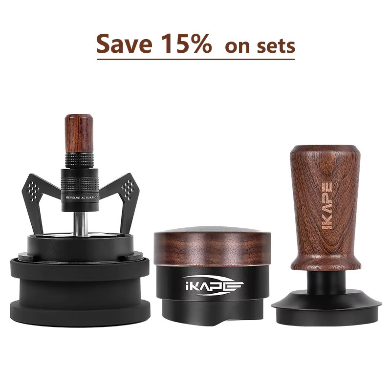 IKAPE Espresso-Werkzeugset in Schwarz mit rotierenden WDT-Werkzeugen, V3 Holz-Tamper und Verteiler, dreiteiliges Set - Bild 5