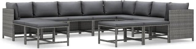 vidaXL 12-tlg Garten-Lounge-Set Modell 4 aus Poly Rattan mit Kissen in Grau und Anthrazit - Bild 1