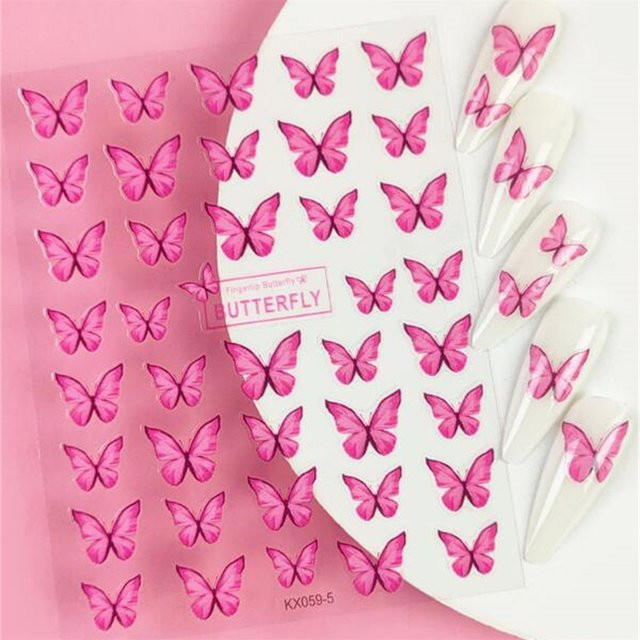 NAILFYOU Nagelaufkleber, Schmetterling, Rosa Gradient, Glänzend - Bild 1
