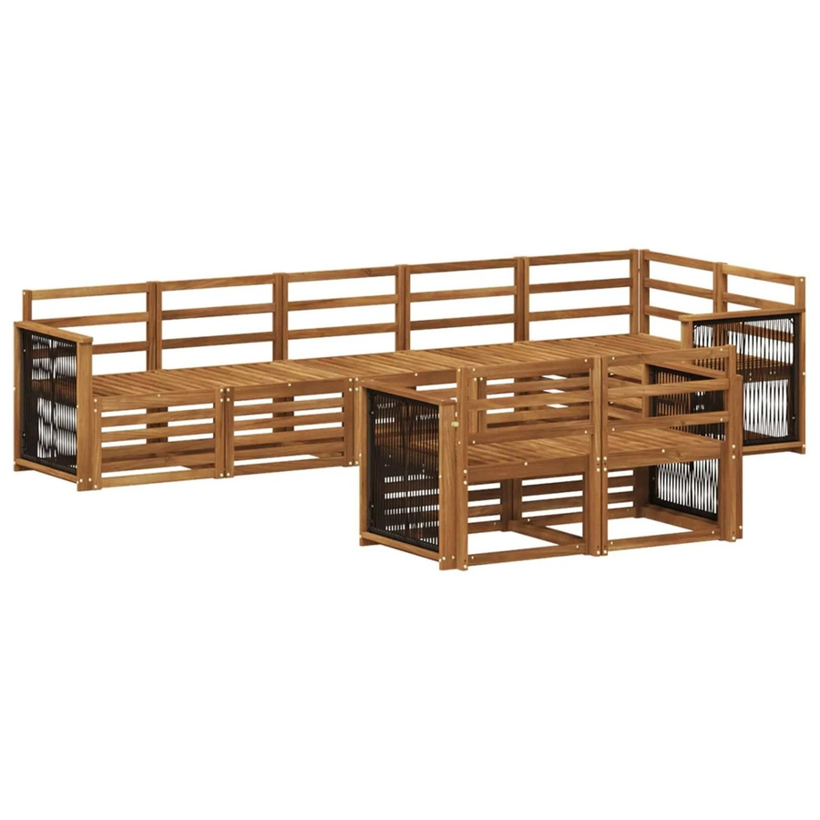 vidaXL Sofagarnitur aus Massivholz Akazie in Braun mit Latten-Design und Armlehnen - Bild 2