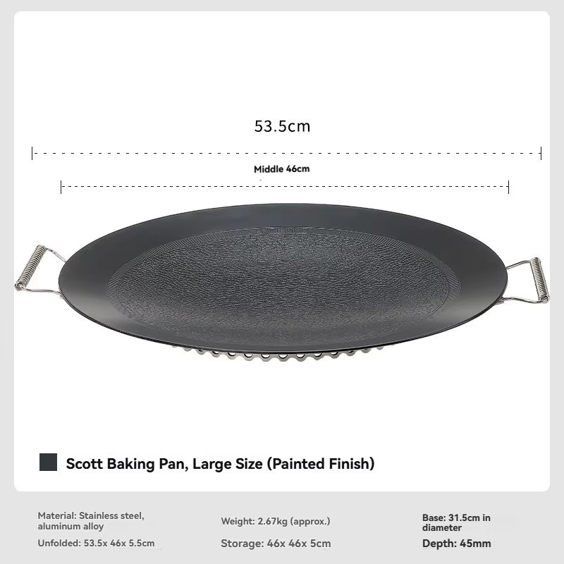 CAMPINGMOON GRW-45F Antihaft-Grillplatte aus emailliertem Stahl in Schwarz, faltbare dreischichtige Bratpfanne für Camping und Küche - Bild 5