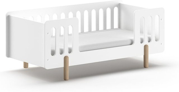 JAXX SMILE Juniorbett mit Lattenrost und Absturzschutz, MDF, weiß lackiert, B/T: 140 x 70 cm