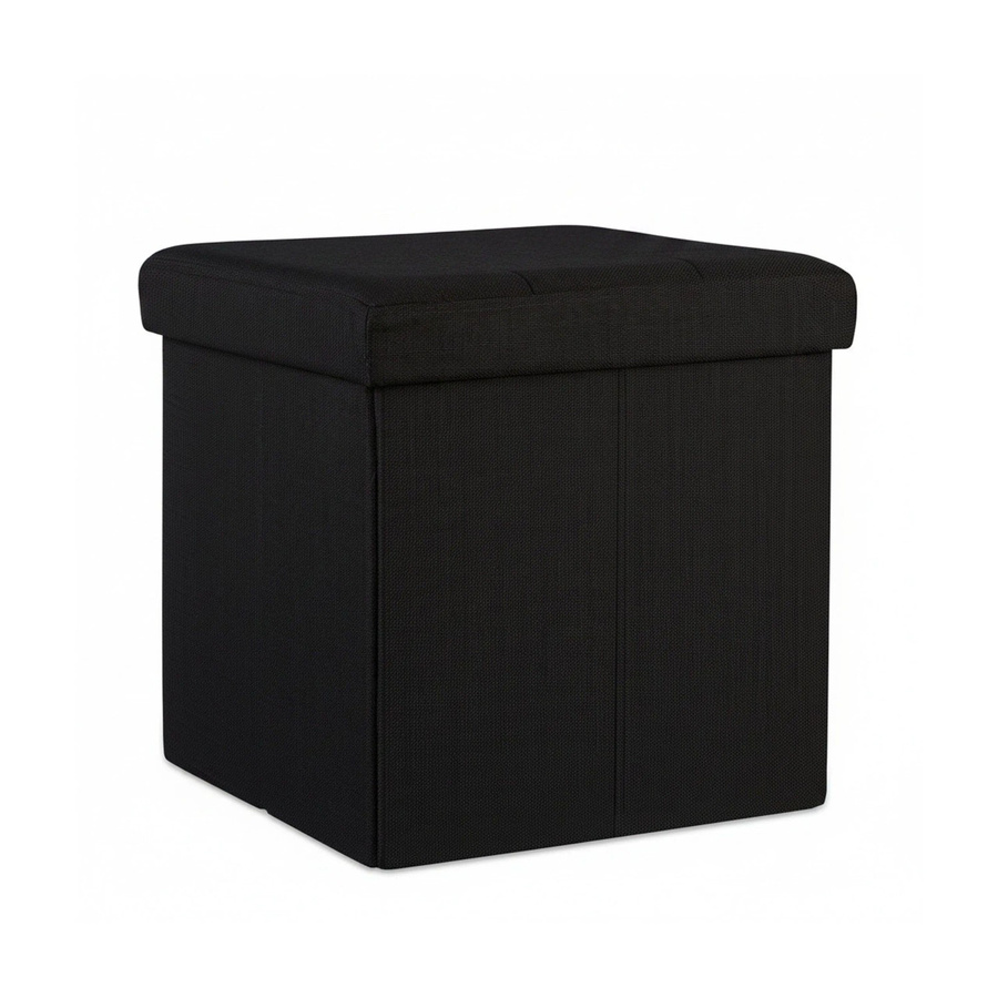 Relaxdays Sitzhocker Cube aus Leinen in Schwarz, faltbarer Stauraum, B/T/H: 38 x 38 x 38 cm - Bild 2