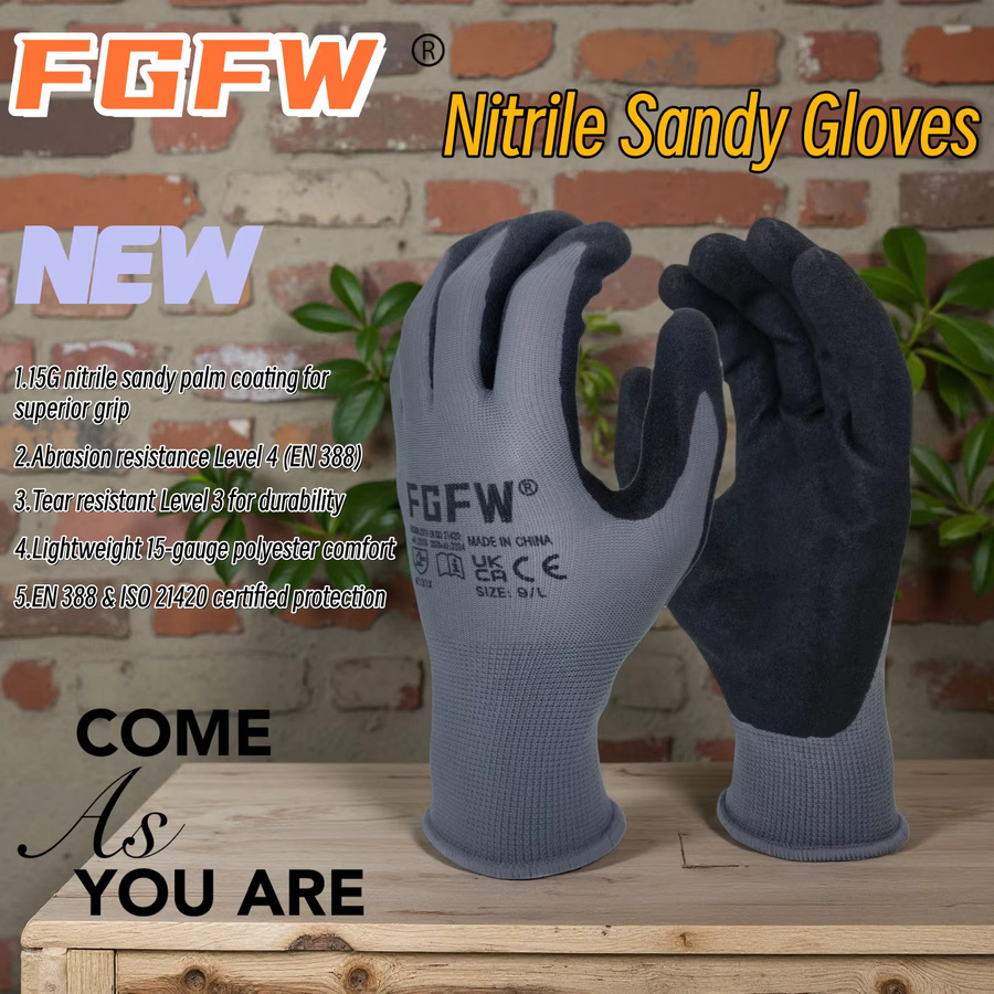 FGFW 10 Paar Arbeitshandschuhe aus Nitrilschaum in Grau, EN388 Level 4 Mechanikerhandschuhe für Industrie und Autoreparatur - Bild 4
