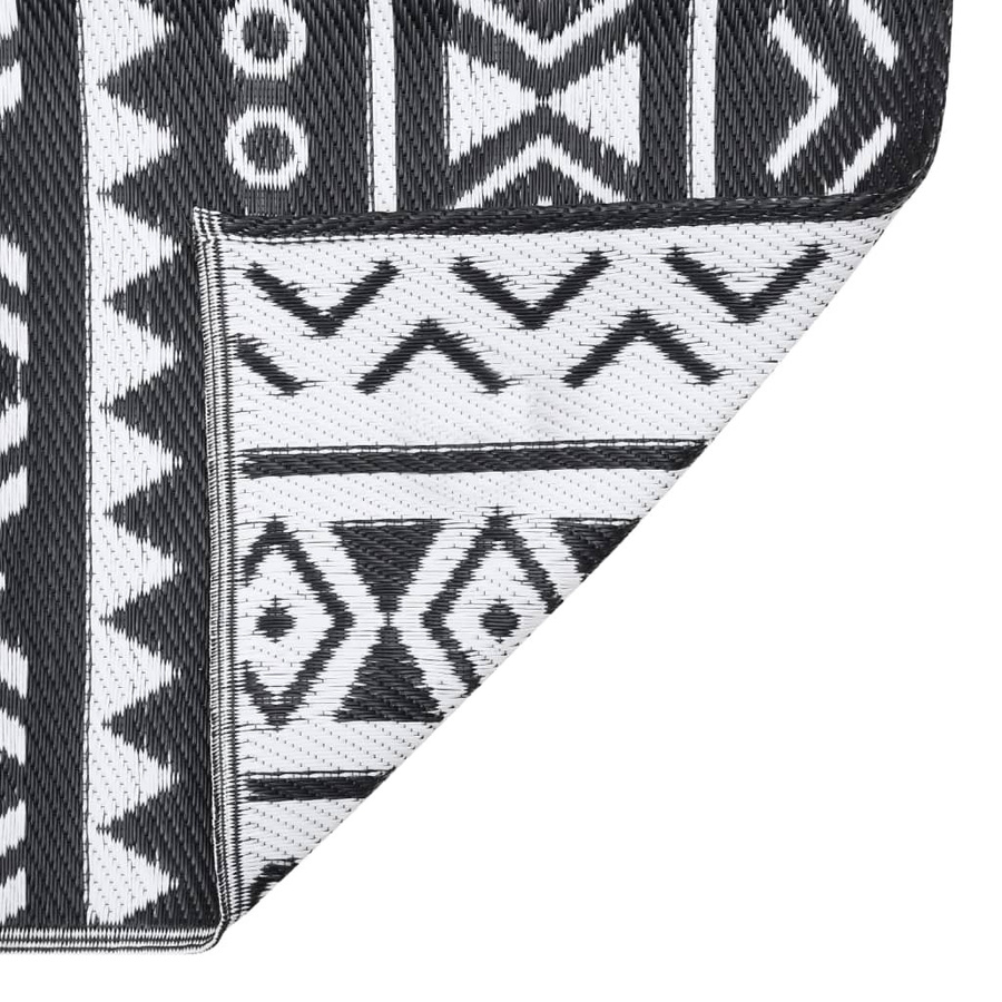 vidaXL Outdoorteppich mit Jacquard-Muster in Schwarz, B/T: 190 x 290 cm, Polypropylen (PP) - Bild 7
