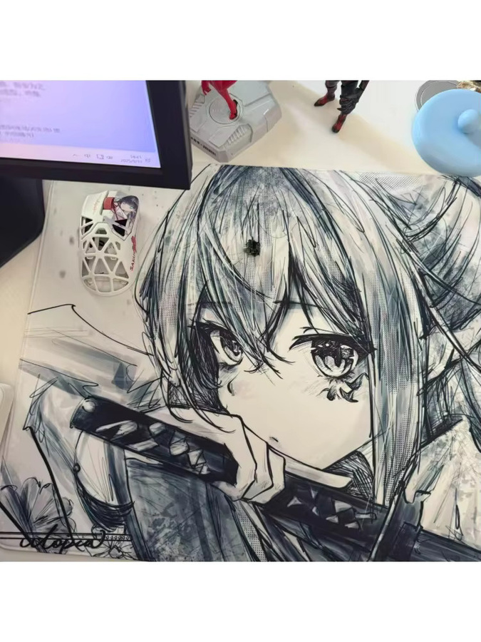 UtopiaGaming Black Blade 2 Anime Style Line Art Version Esports-Mauspad für FPS-Shooter in Schwarz - Bild 4