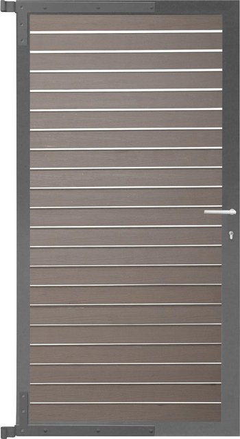 GartenLand Steckzauntor Rhombus Kopenhagen aus WPC und Aluminium in Schokobraun und Anthrazit, Breite: 90 cm, Höhe: 175 cm - Bild 1