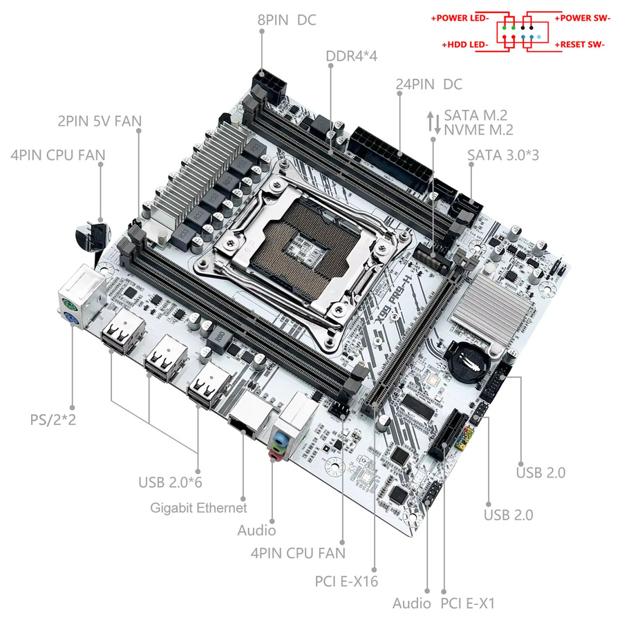 MACHINIST X99 PR9-H Motherboard-Kombo in Weiß mit Intel Xeon E5 2630 V4 CPU, 16GB DDR4 RAM und NVME M.2 Support, LGA 2011-3 Kit-Set - Bild 3