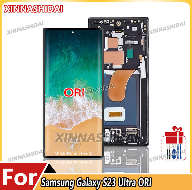 UNAZIPCA AMOLED Display Ersatz mit Touchscreen Digitizer für Samsung Galaxy S23 Ultra SM-S918B SM-S918U in Schwarz und Grün - Bild 1