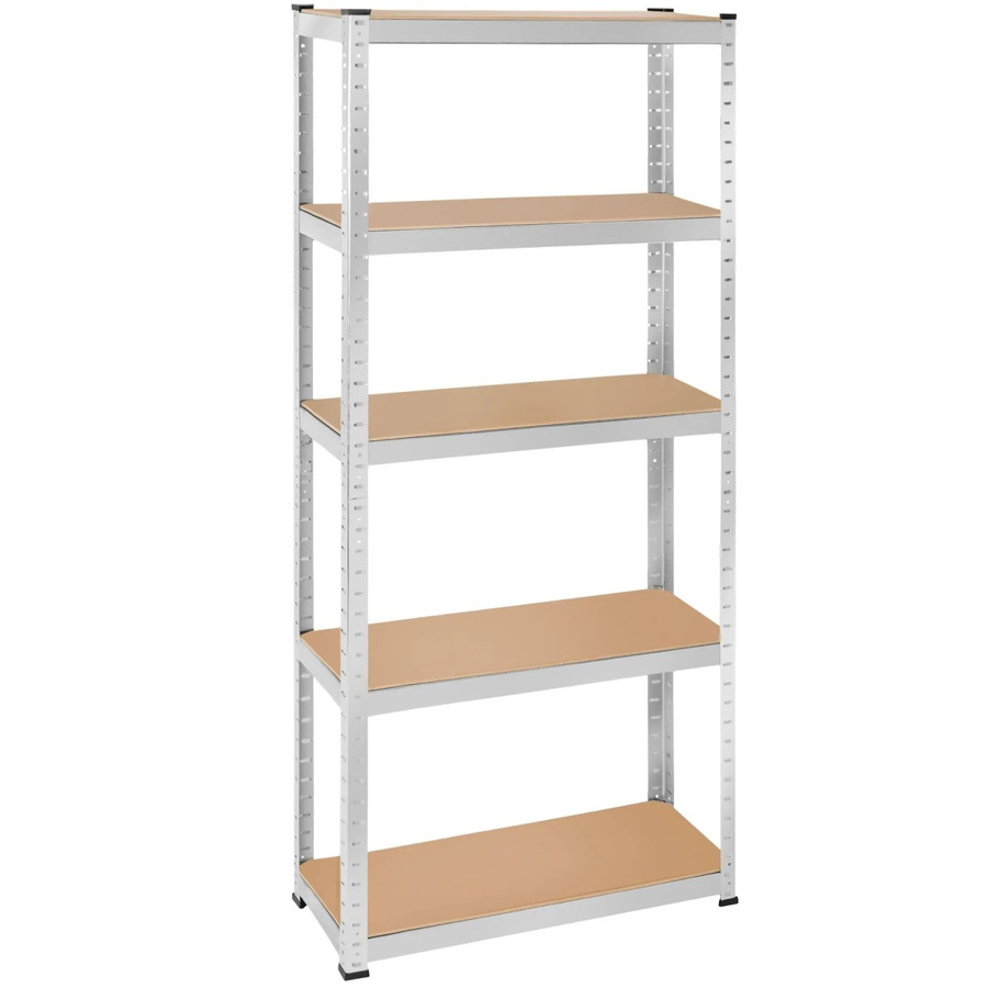 tectake Schwerlastregal mit höhenverstellbaren MDF-Böden und verzinktem Stahlgestell, Silber, H x B x T: 180 x 75 x 30 cm - Bild 2