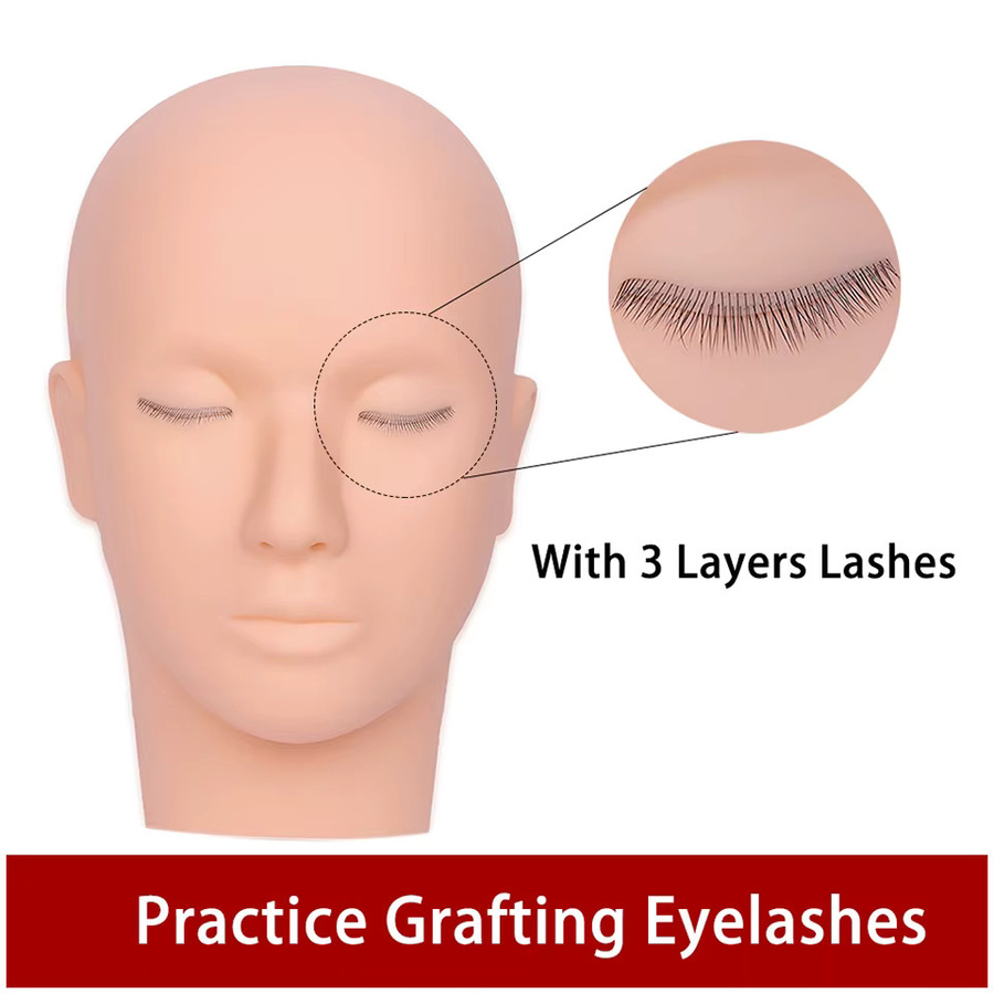 lashprofessor Silikon Trainingskopf mit abnehmbaren Augen für Wimpern Extensions und Make-up - Bild 3