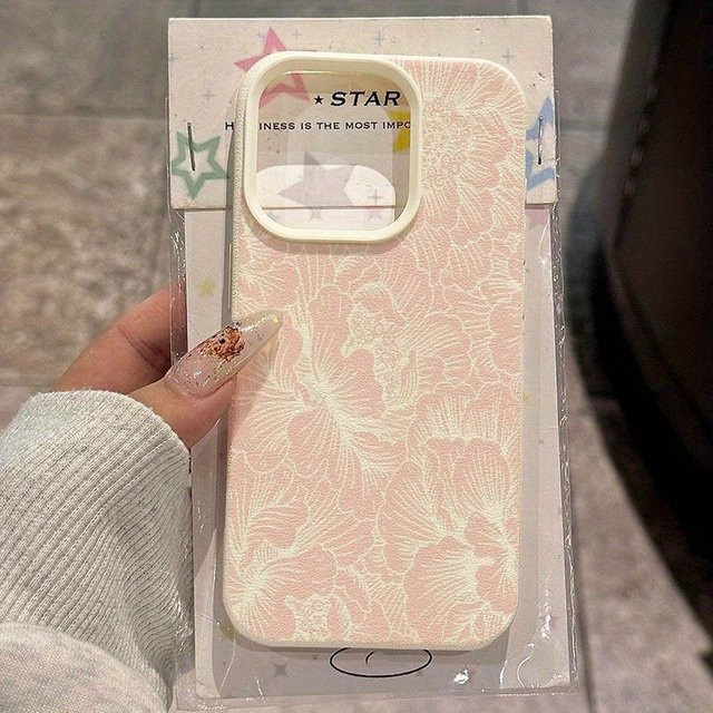 Elegante Apple iPhone Schutzhülle mit Blumenmuster in Rosa-Weiß, stoßfeste weiche Handyhülle für iPhone 11 12 13 14 15 16 17 Pro Max X XR XS Max 16e 17Air - Bild 1