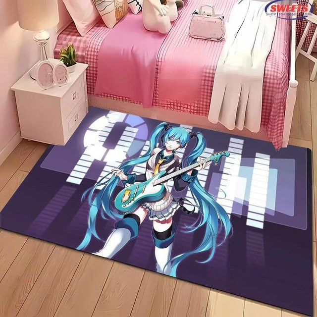 Karpetti Teppich H-Hatsune MM1ku mit Cartoon-Design, rutschfest, mehrfarbig, B/T: 80 x 50 cm - Bild 1