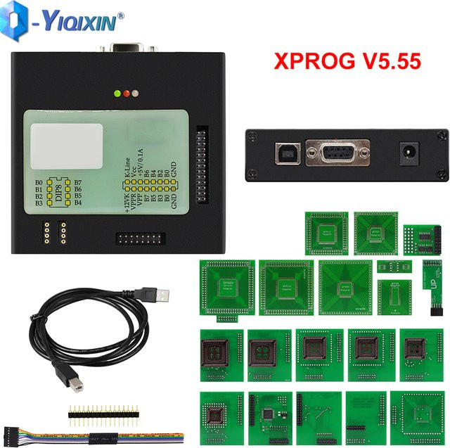 YIQIXIN XPROG V5.55 ECU-Programmiergerät für BMW CAS4 Decryption mit XPELDB 5.55 Metallbox und Adapter-Set, Schwarz - Bild 1