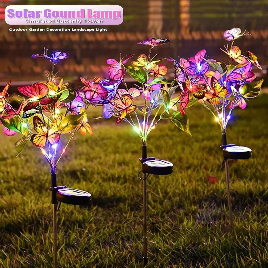 DBF Solar-Gartenleuchten in Schmetterlings-Design, wasserdichte LED-Solarleuchten in Multicolour für Garten, Hof und Wege - Bild 2