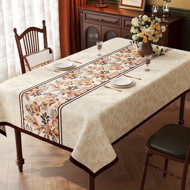 VIKAMA Vintage-Tischdecke mit Blumenmuster aus Leinen, rechteckig, B/T: 90 x 33 cm - Bild 1