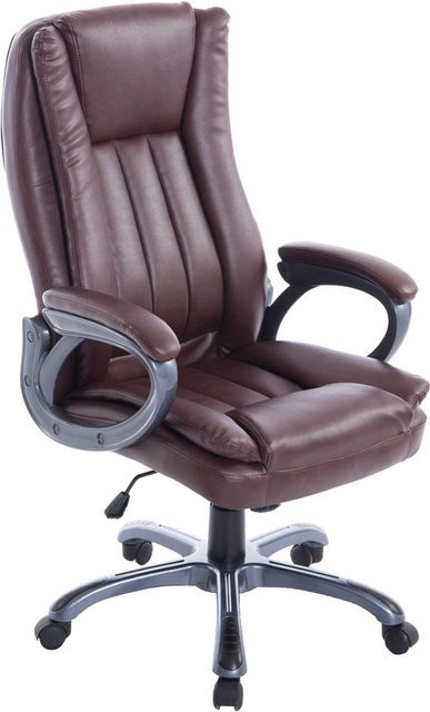 TPFLiving Bürostuhl Berlin XXL Executive Chair aus Kunstleder in Bordeauxrot mit Armlehnen und Rollen - Bild 1